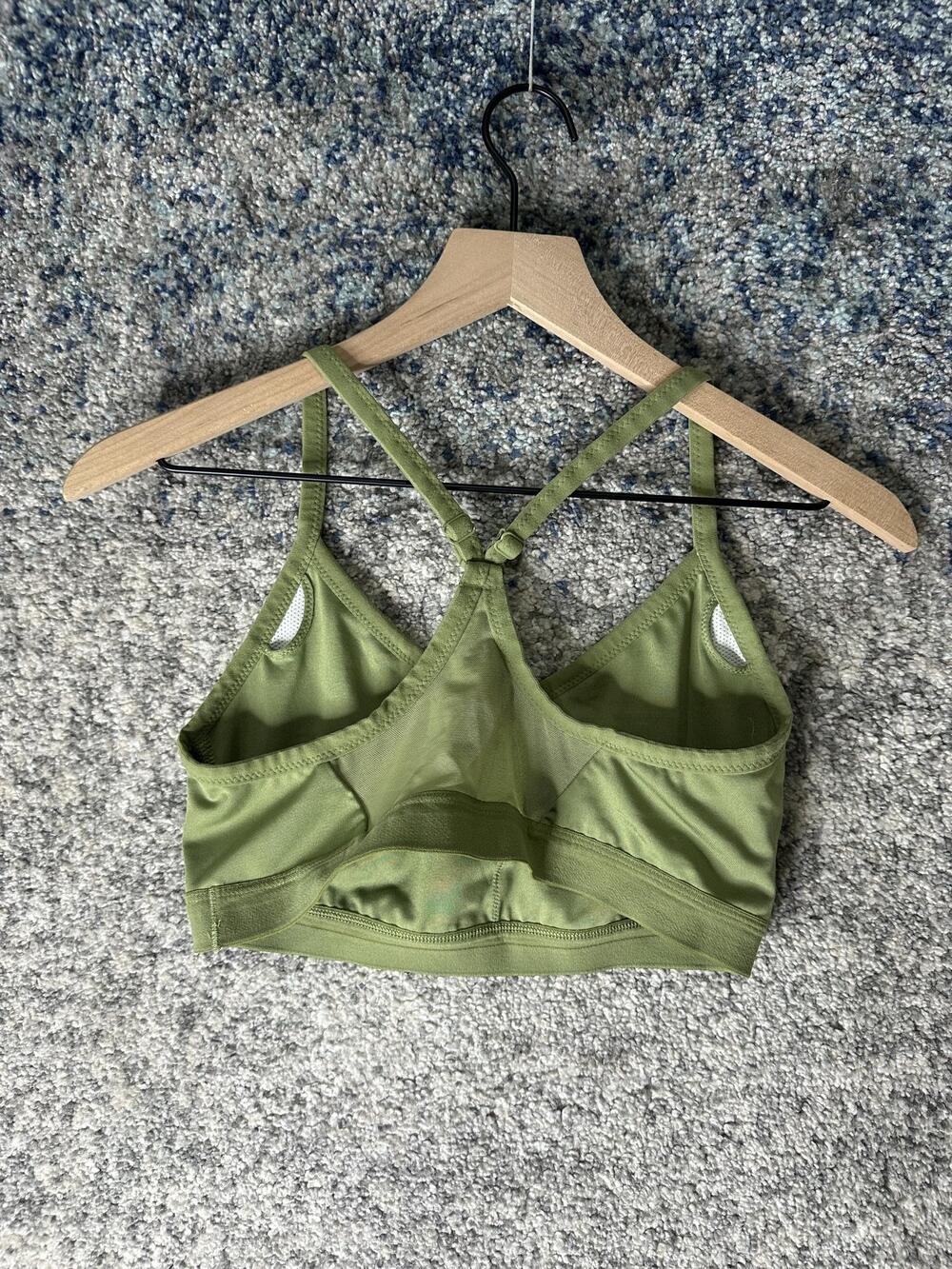 Nike Sports Bra Womens Large Green Crossback Mesh Lined Yoga Athletic Top - Picture 4 of 6